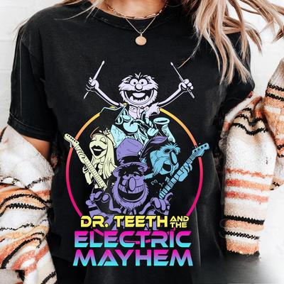 Summer Doll Dr Teen and The Electric Mayhem Tshirt Retro 80s Animal Music Band Pattern Womens Tshirt