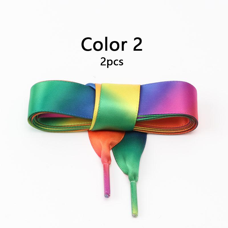 Радужная шелковая лента, красочные шнурки, конфетный градиент, атласные плоские шнурки для обуви, ботинки, женские кроссовки, шнурок шириной 2 см, шнурок