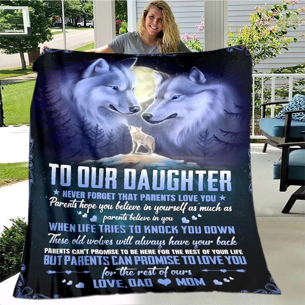 Персонализированное одеяло из шерпы для моей дочери с принтом льва, волка и дракона, подарок от мамы, папы, одеяло для дивана-кровати, мягкое одеяло для пикника