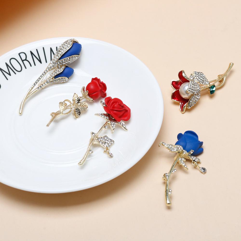 Брошь-булавка в виде цветка розы, модное ювелирное украшение, аксессуар из сплава для официального наряда