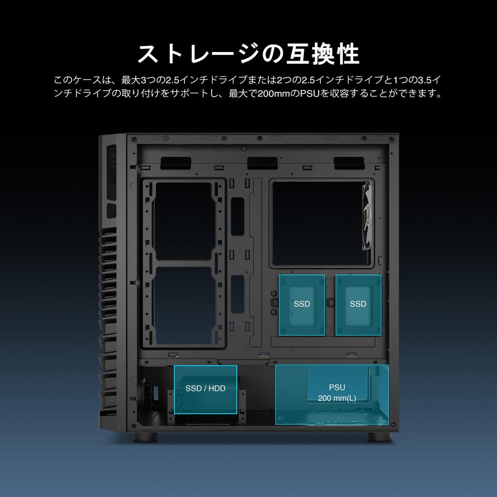 Корпус GAMDIAS Argus M4 Airflow из закаленного стекла ATX с высокой скоростью воздушного потока, система управления кабелями, просторный салон, 120- и 1 140-мм вентилятор, в комплекте, черный