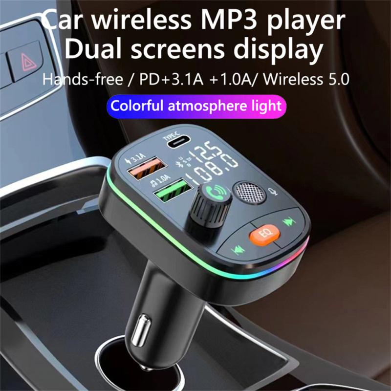 Bluetooth-совместимый FM-передатчик 5.0, беспроводной PD, 20 Вт, быстрая зарядка, двойной дисплей, двойное зарядное устройство USB