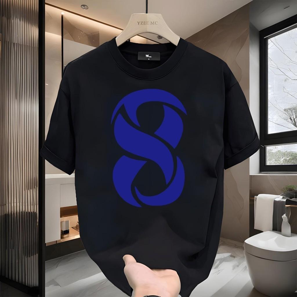 Новая футболка из чистого хлопка с принтом Чистый хлопок Американский стиль Модная футболка Уличный стиль Свободный крой Летняя футболка Парная футболка с коротким рукавом