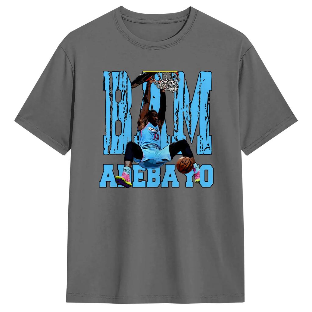Bam Adebayo Men T Shirts Creative Tee Shirt Short Sleeve Crewneck T-Shirt Cotton Birthday Present Clothes