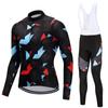 Riding Bicycle Jerseys Cycling Clothing Set Men Long Sleeve White Bib Pants Bicycle Clothes Suit