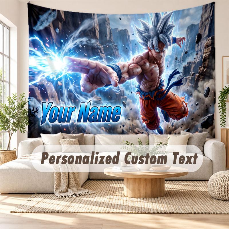 Custom Name Wall Hanging Tapestry,Dragon Ball Decorative Backdrop Tapestry For Dorm Home