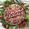 Believe" 3D Metal Sign with Christmas Print Design 7.8X7.8 Inches (20X20 Cm) Perfect for Man Cave Garage and Outdoor Decoration