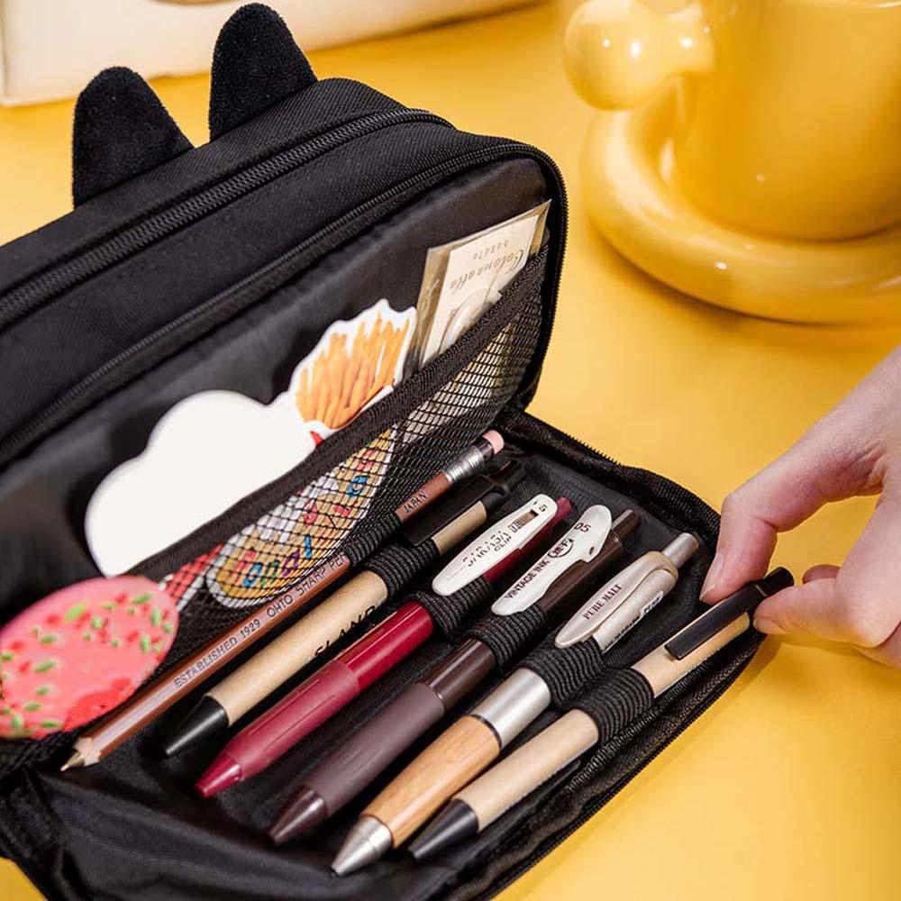 Desktop Organizer Cartoon Pencil Box Large Capacity Zipper Pencil Pouch Panda Pen Holder Office