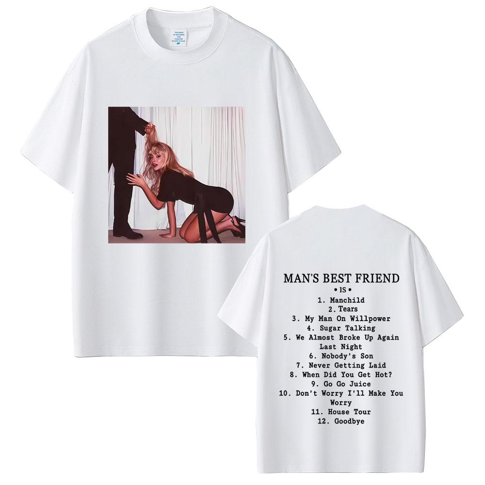 Sabrina Carpenter Mans Best Friend Album Graphic T Shirts Male Vintage Streetwear Men Women Fashion Casual Oversized Tshirt