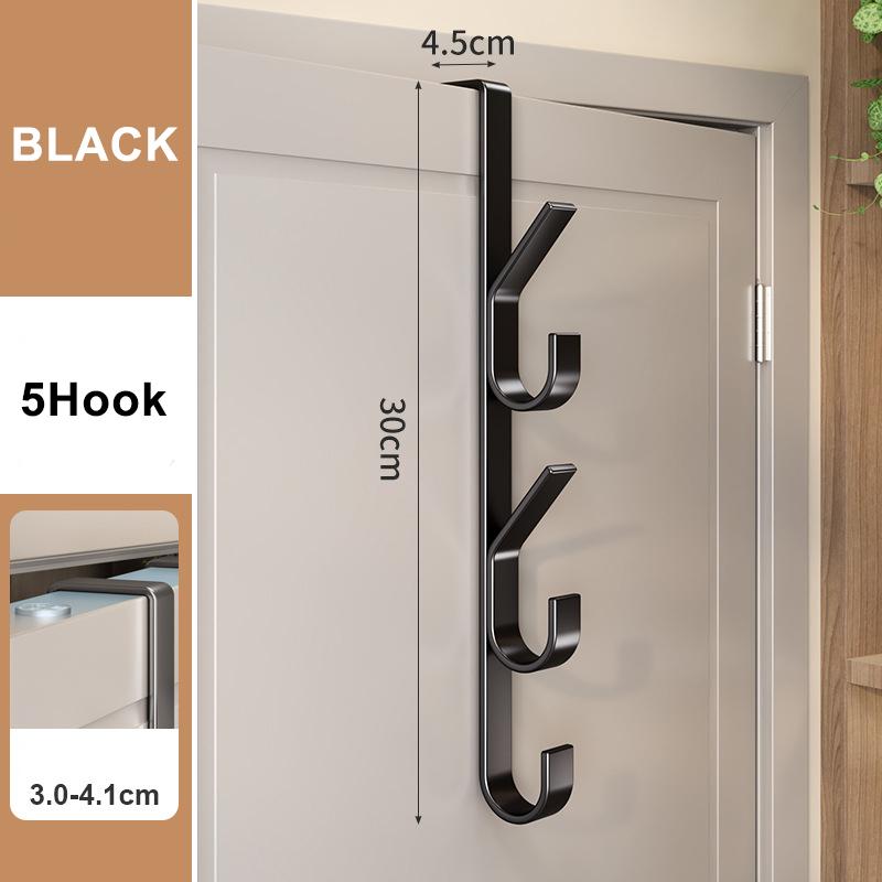 Door Hanging Hook Free-Punch Door Back Type Metal Hook Over The Door Hat Coat Hanger Handbag Storage Rack Bathroom Accessories