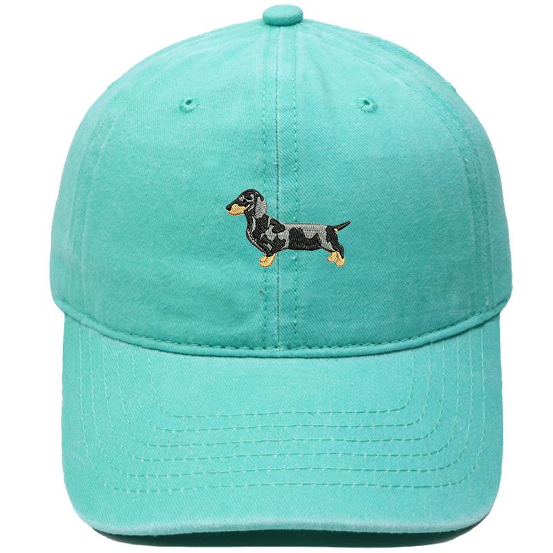 Spotted Dachshund Embroidered Baseball Cap Washed Vintage Daddy Hat Pet Lovers Outdoor Dog Walking Shade