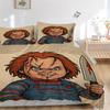 3pcs Chucky's Father's Day Printed Quilt Set - Includes 1 Quilt Cover and 2 Pillowcases, Machine Washable - Suitable for All Seasons.C020