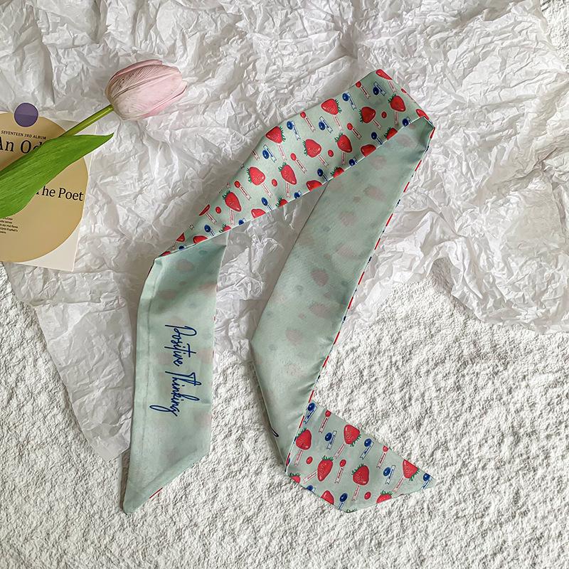 New Luxury Brand Model Small Silk Scarf for Women Hair Band Bag Handle Handbag Ribbon Scarf Neck Scarves Neckerchief