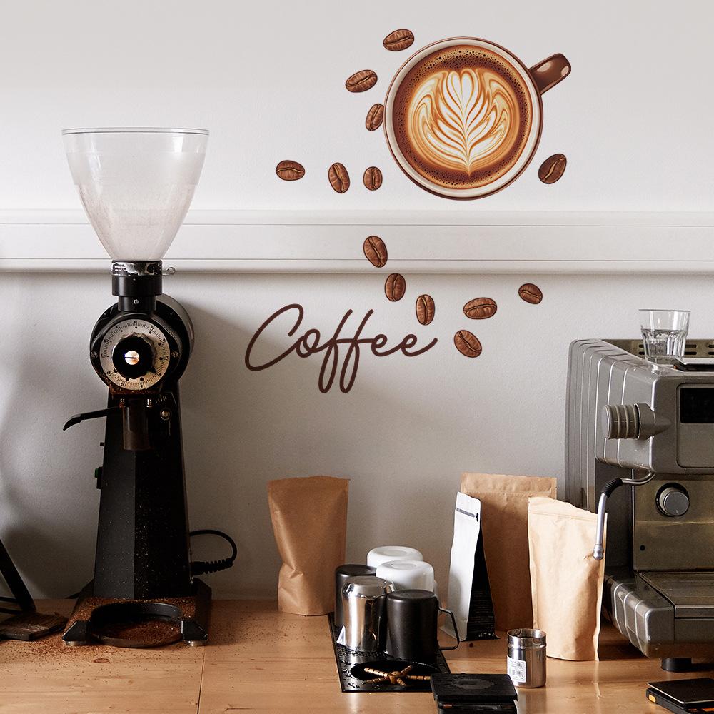 Simple Coffee Cup Coffee Bean Cafe Atmosphere Beautify Decorative Wall Stickers Self-adhesive