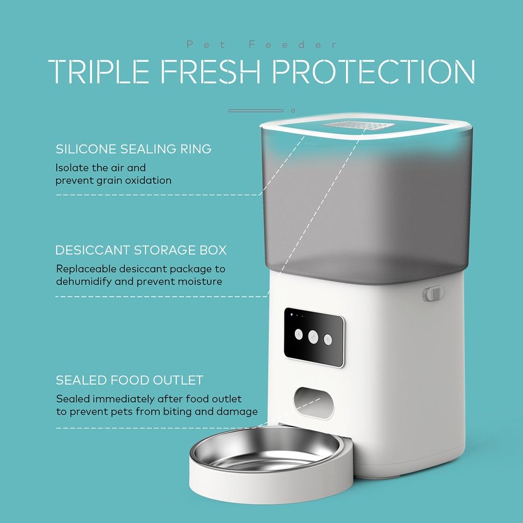 6 л Автоматическая кормушка для домашних животных Умный диспенсер для корма для собак кошек Таймер Управление через приложение WIFI Миска из нержавеющей стали Автоматическое кормление кошек собак домашних животных Товары для домашних животных