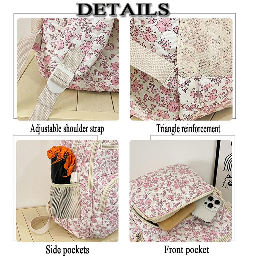 Backpack Cute Backpack Set 3 Floral Quilted Backpack With Small Crossbody Bag