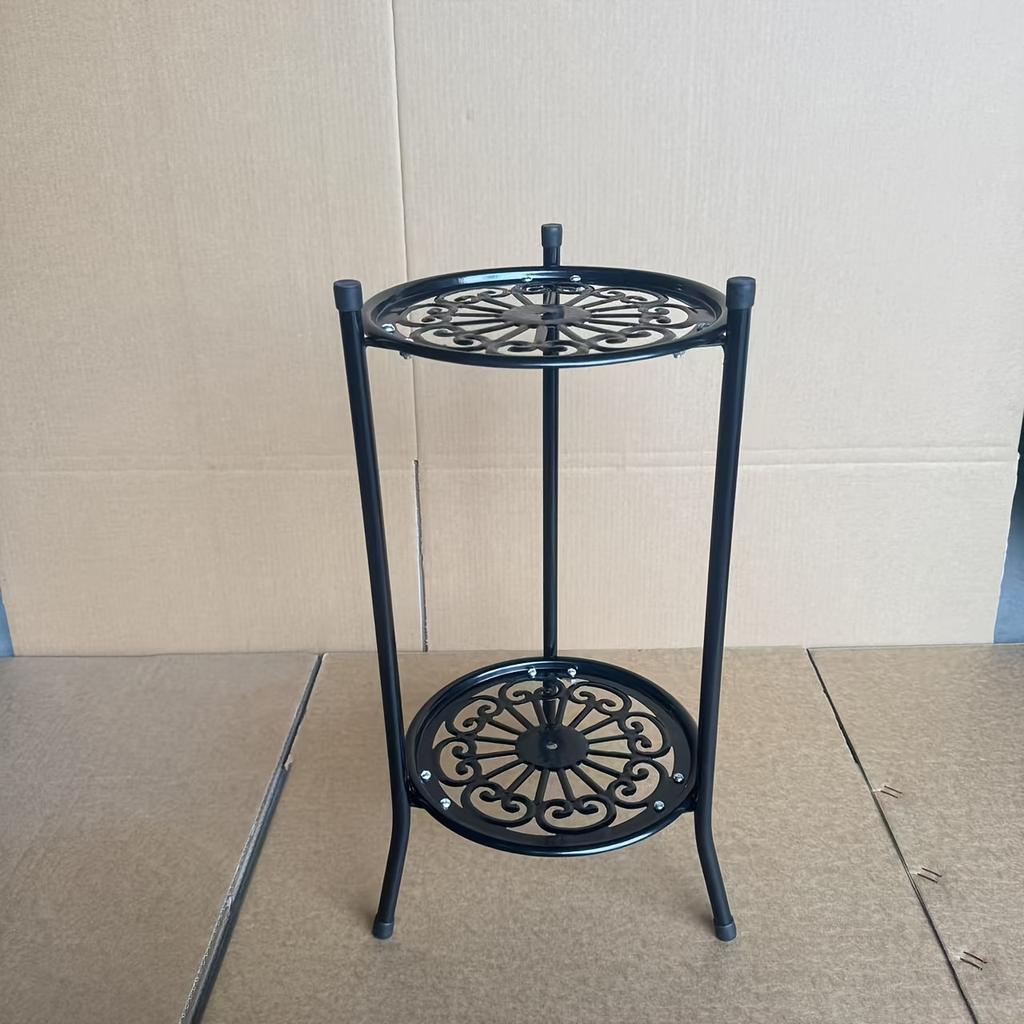 Металлическая подставка для растений в 2 яруса высотой 19,69 дюйма, многоцелевая стойка для демонстрации цветочных горшков для помещений/улицы, прочная, легкая сборка, современный стиль, черный/белый