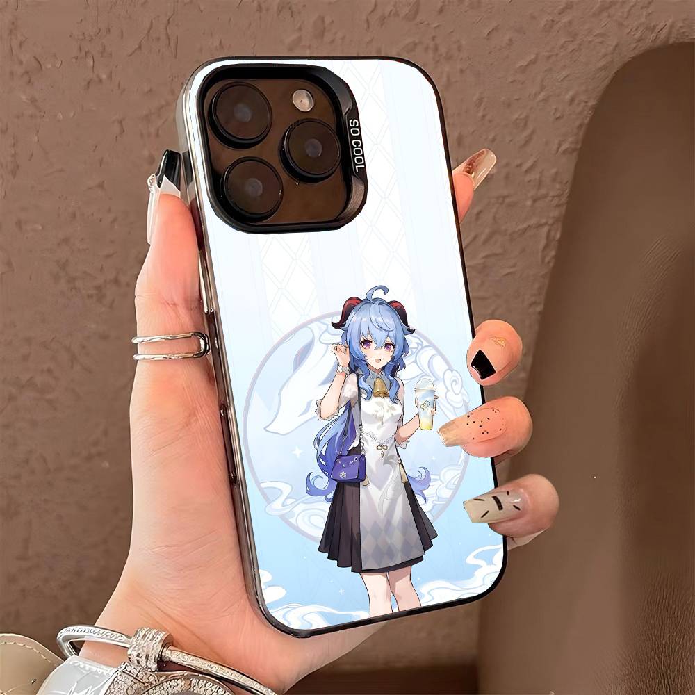 Чехол для телефона Ganyu Genshin Impact для iPhone 17 17Air 16 15 14 13 12 11 Pro Max Plus Цветной Серебристый