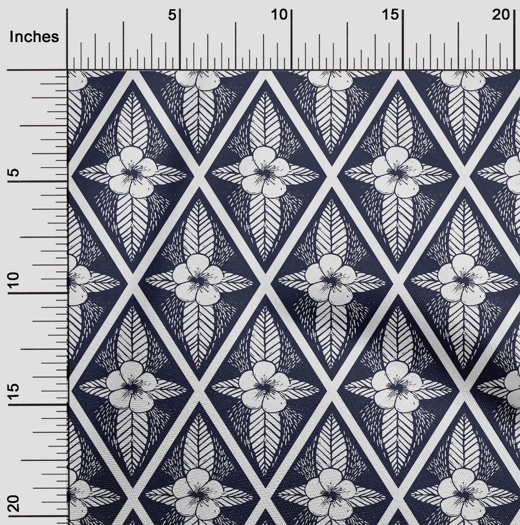 oneOone Cotton Flex Gray Fabric Artistic Floral & Diamond Geometric Craft Projects Decor Fabric Printed By The Yard 40 Inch