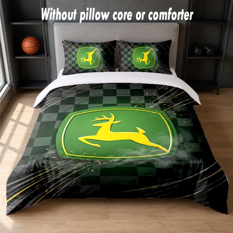 John Deere Design Bed Bedding Set 1 Duvet Cover + 2 Pillowcases Soft Breathable Household Bed Linens