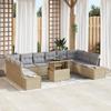VidaXL 11-Piece Garden Sofa Set with Beige Cushions In Poly Rattan 3349256