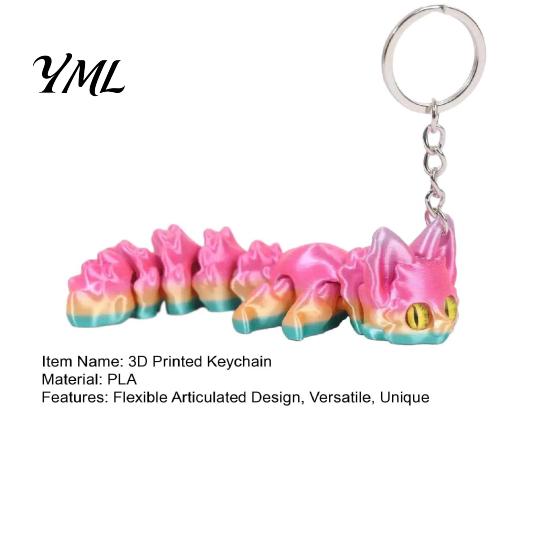 Fidget Toy for Stress Relief 3D Printed Articulated Fox Keychain, Flexible Joint Animal Pendant with Metal Unique Gift Friends Key Ring, Creative Desk