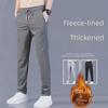 Men's Autumn & Winter Casual Korean-Style Straight Pants with Plus Velvet and Elastic Waist.