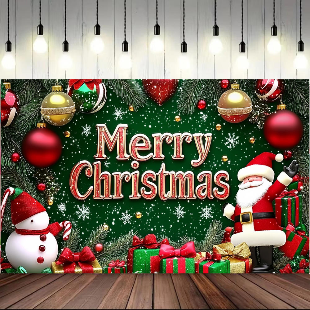 Large Polyester Merry Christmas Banner Outdoor and Home Garden Decorations for Holiday Party Backgrounds