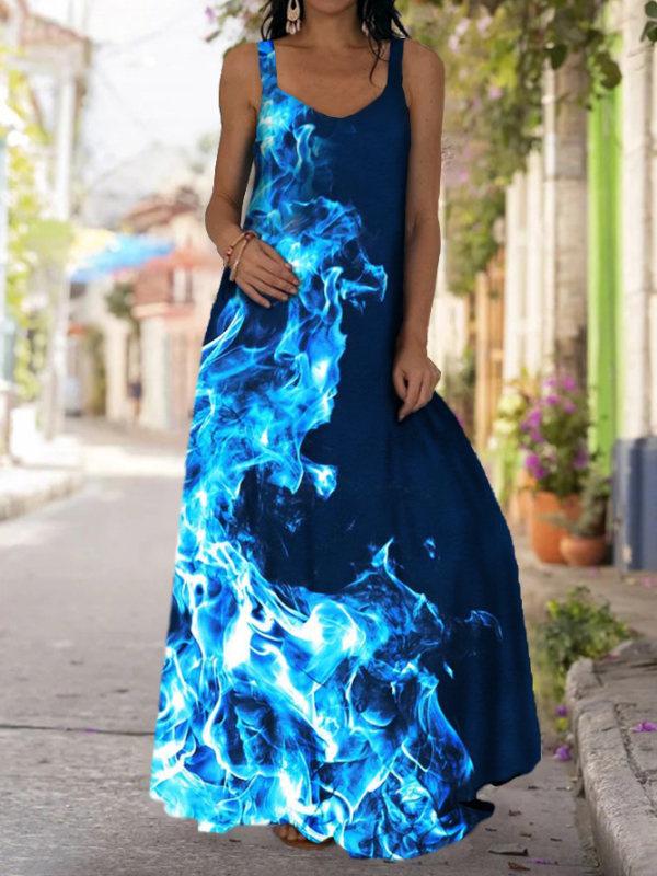 Платье без бретелек с принтом тай-дай 3D в стиле бохо с открытыми плечами 2025 года