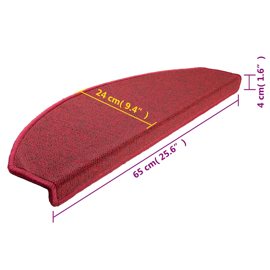 Step Mats 15 pcs. 65 x 24 x 4 cm Red Semi Circular Large