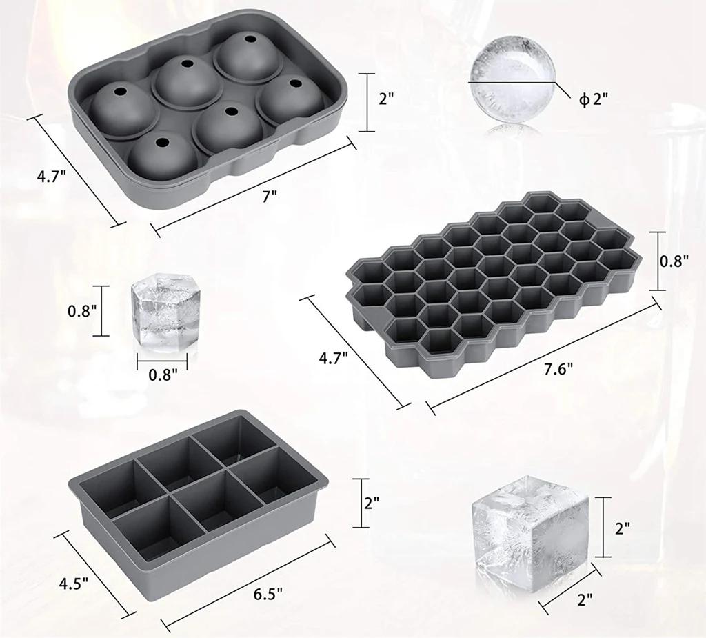 4/6/8/15 Grid Big Ice Food Mold Giant Jumbo Large Food Grade Silicone Ice Cube Square Tray Mold DIY Ice Maker Ice Cube Tray