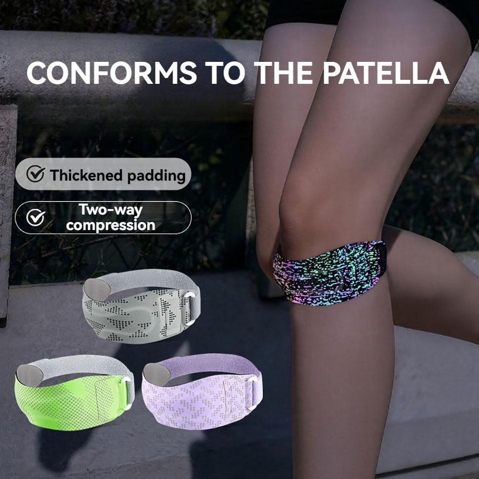 1Pcs Sports Reflective Patellar Strap Night Running Cycling Thickened Silicone Pad Bidirectional Pressurization Badminton