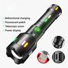 High Power Spotlight Long Range LED Flashlight Fluorescent Absorbing Film Luminous Colorful Zoom Flashlight Camping Emergency