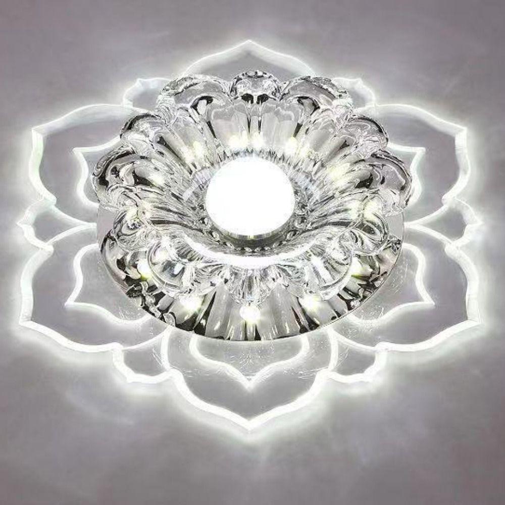 9W Crystal Flower Chandelier Crystal Petals Pendant Lamp LED Ceiling Lights Kitchen