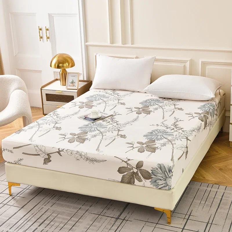 Комплекты простыней с красным цветочным принтом размера «queen/king» для двуспальной кровати, реактивная печать, простыни на резинке