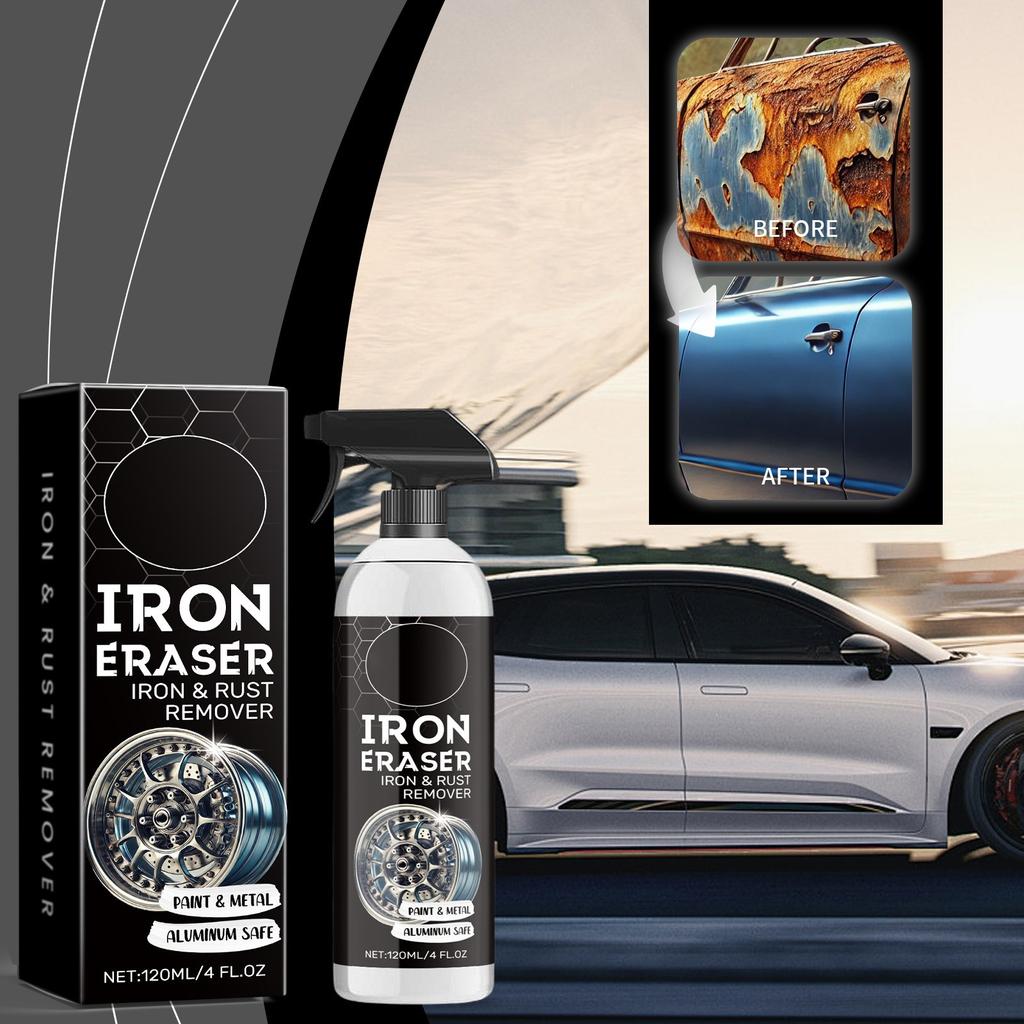 Powerful Iron Eraser Spray Rust Remover for Cars, Wheels & Metal Surfaces Safe for All Finishes 16oz