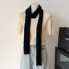 Korean Style Knitted Scarf Women Winter Warm Scarves Solid Cashmere Design Thickened Shawl Soft Long Pashmina Neck