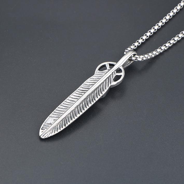 Японские ювелирные изделия из титановой стали, ожерелье с перьями в стиле Харадзюку, персонализированное ожерелье с подвеской, аксессуары в виде цепочки для свитера.