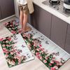 1 шт. Кухонные коврики против усталости Розовый цветочный бабочка Водонепроницаемый Нескользящий Толстый амортизирующий кухонный коврик Сверхпрочный Комфортный коврик для стояния для кухни