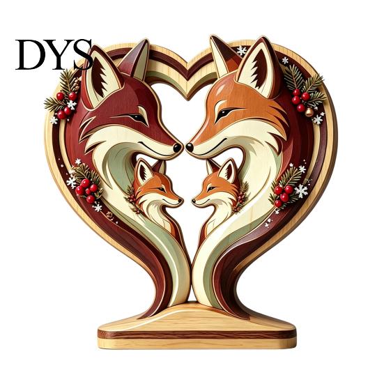 Уникальное Деревянное Искусство для Дома Деревянная Фигурка Животного на Устойчивой Основе, Двухслойная Резная Фигурка, Резные Подарки Ручной Работы Скульптура в Форме Сердца
