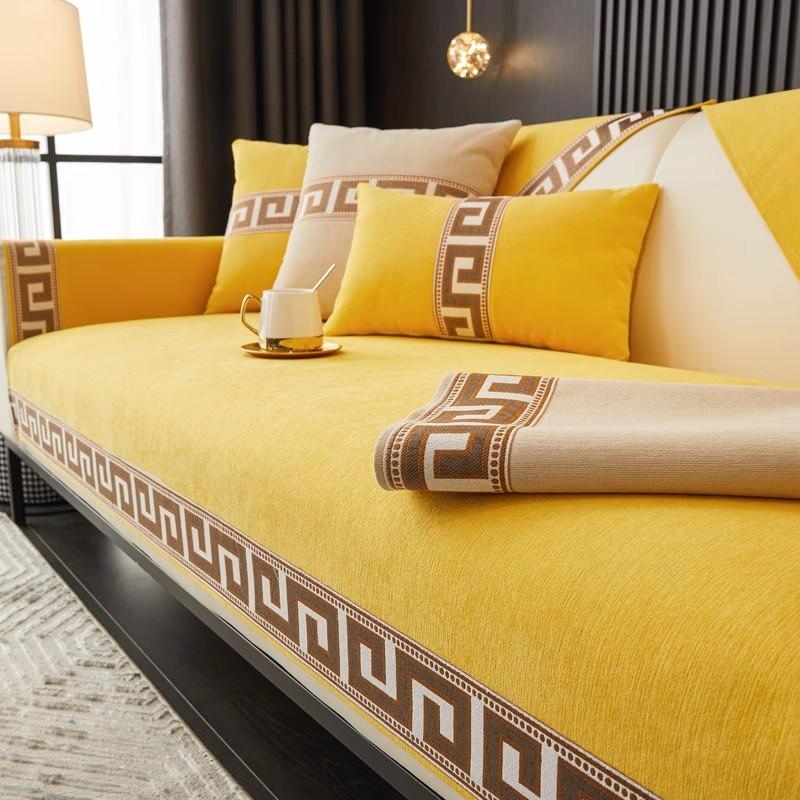 Чехлы для диванов универсальные круглый год, противоскользящие, устойчивые к царапинам, грязеотталкивающие, в новом китайском стиле, из шенилла