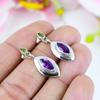 Natural Amethyst, Peridot Gemstone 925 Solid Sterling Silver Earring 1.25" Y8M45
