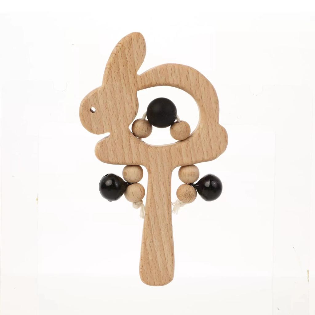 Baby Wooden Rattle Hand Teething Wooden Ring Makes A Sound Montessori Educational Toy Ages 6mo+