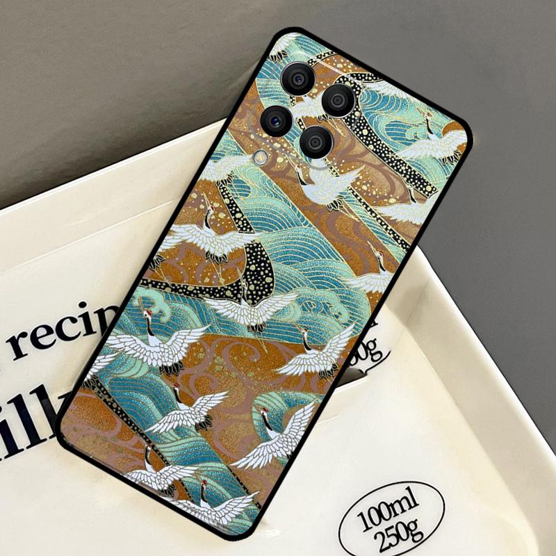 Art Crane Waves Case For Samsung Galaxy M33 M53 M13 M15 M35 M55 M32 M16 M36 M56 M54 M20 M52 M34 M14 M11 M31