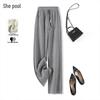 Women's Fleece-Lined Wide-Leg Pants with Drawstring Elastic Waist