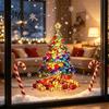 Festive Home Decor Stained Glass Style Christmas Tree Window Stickers, Removable PVC Static Cling Decals for Creative Holiday Gift Ideas Decor,