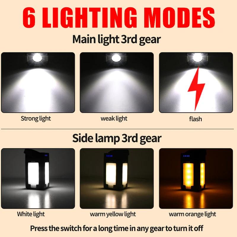 Christmas Outdoor Solar Light Rechargeable Flashlight Portable Power Bank Lamp LED Hanging Tent Light for Camping Hiking Fishing