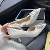 High Heels Women's Summer New Niche Design Pointed Shoes Thin Heel Rhinestone Single Shoes