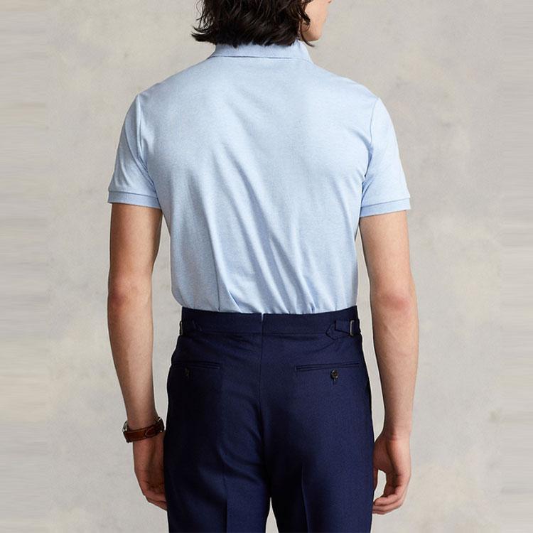 Polo Ralph Lauren SS22 Solid Slim Fit Short Sleeve Polo Shirt Men Tops Blue MNPOKNI1N821582-400