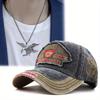 2Pcs Men Women Embroidered Baseball Cap Eagle Pendant Necklace Set Couples Fashion Leisure Hundred Matching Sun Hat Outdoor Sports Duck Tongue Cap